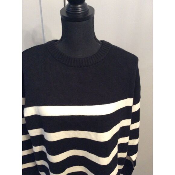 New NWT French Connection Black Striped Tunic Sweater Size Medium Womens Warm - Picture 4 of 4